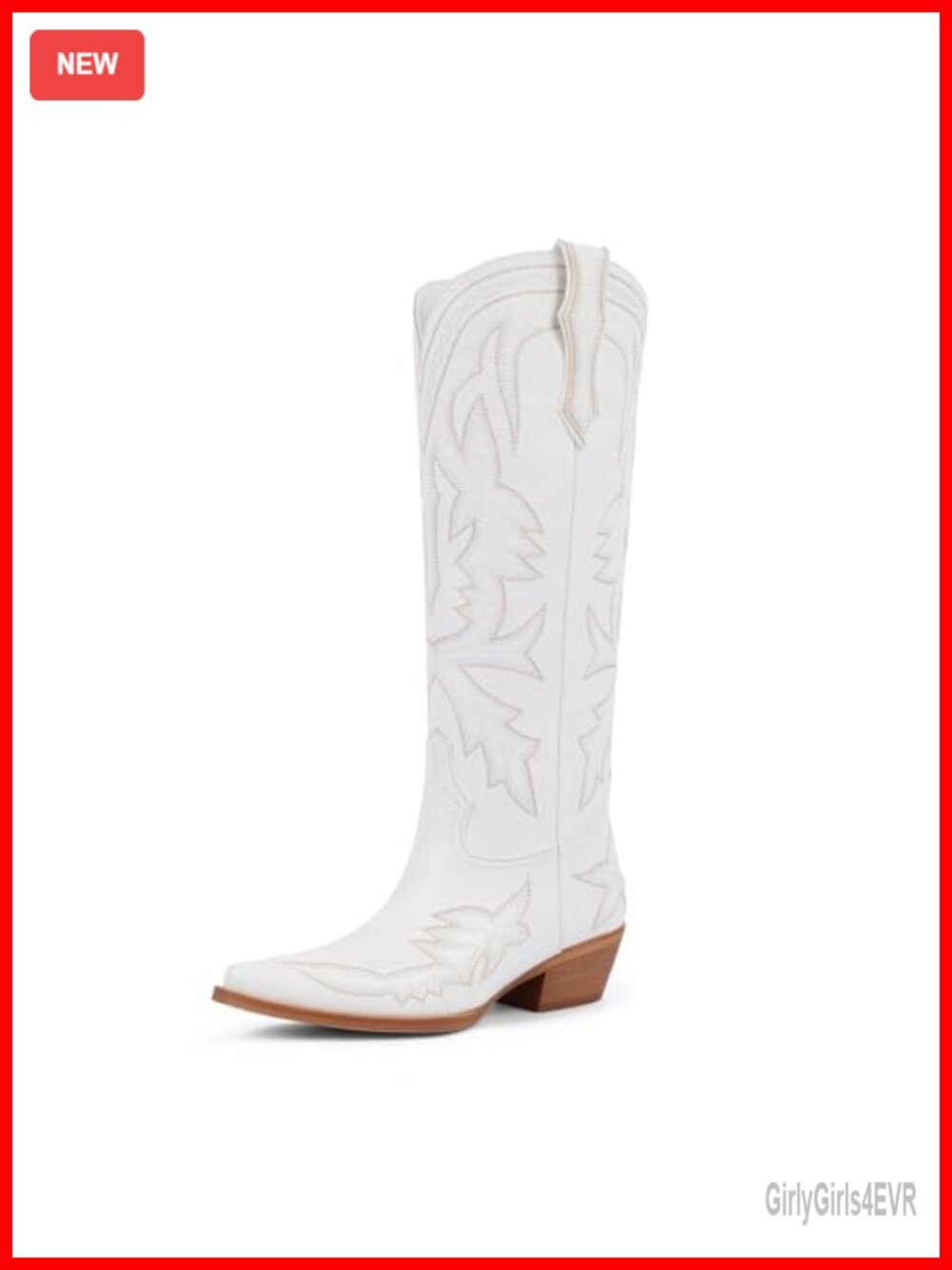 Women's Knee High Cowboy Boots Wide Calf Faux Leather Pointed Toe